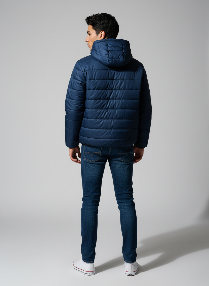 Men's Navy Blue Polyester Jacket – Lightweight Streetwear Outerwear | The Modvue