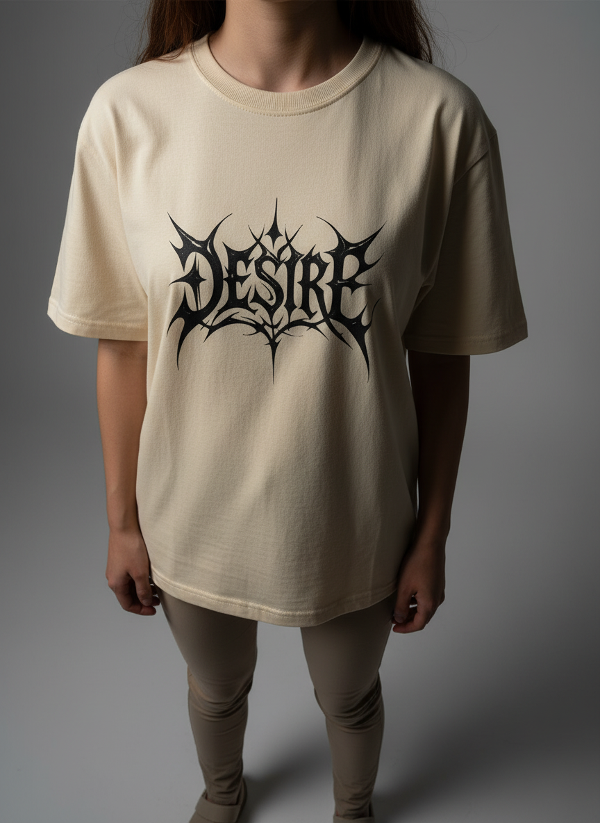 Women Cream Oversized T-Shirt - 100% Cotton Bio Wash Terry