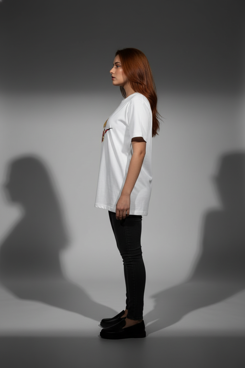 Women White Round Neck T-Shirt -  100% Cotton Bio Wash