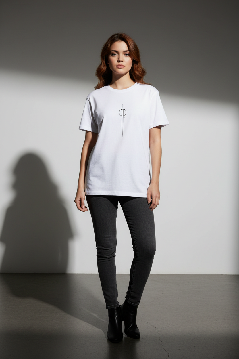 Women White Oversized T-Shirt - 100% Cotton Bio Wash Terry