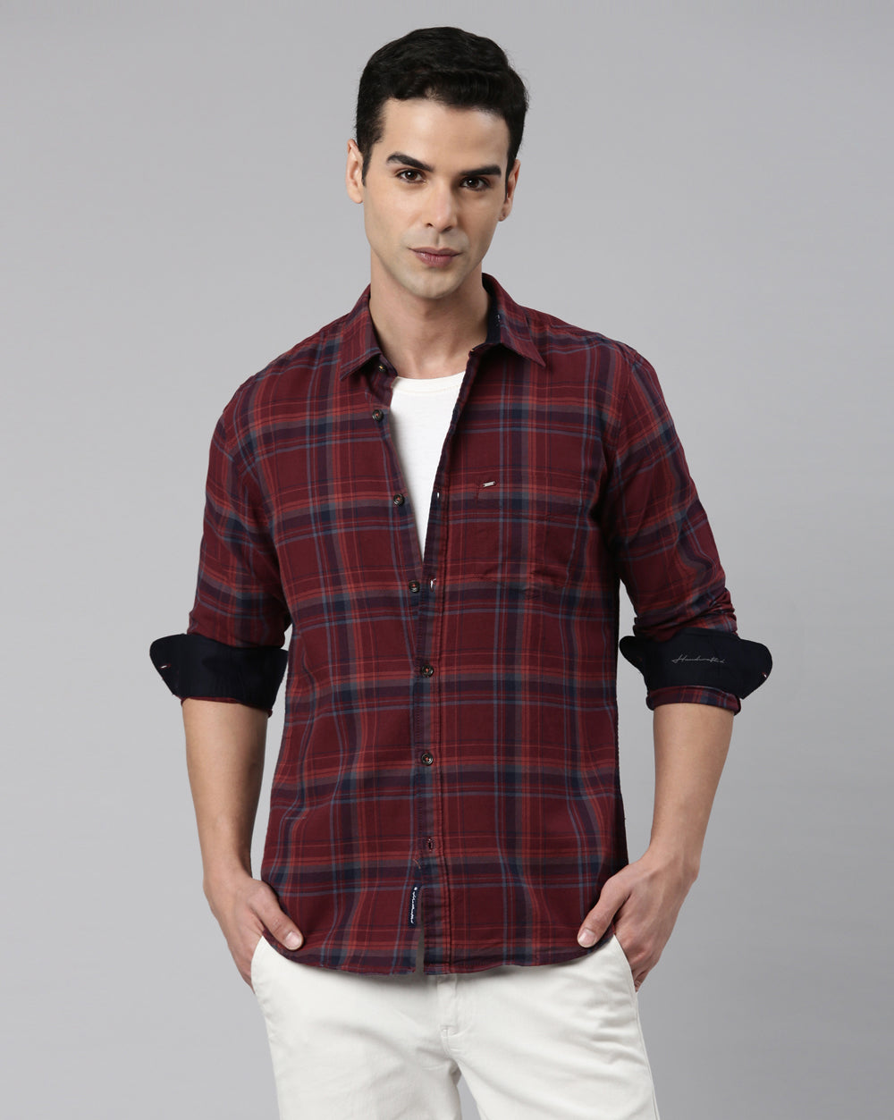 Sway Maroon Checkered Shirt