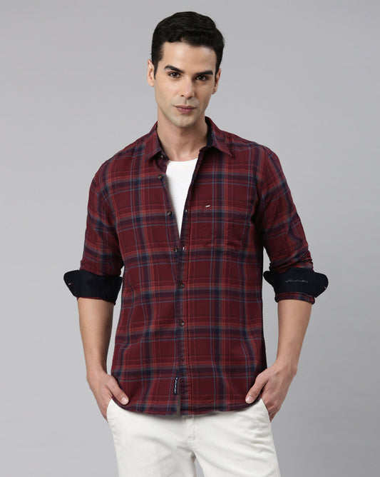 Sway Maroon Checkered Shirt