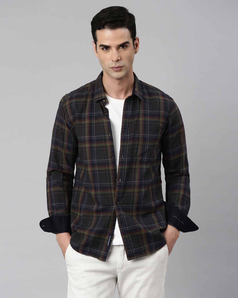 Sway Olive Checkered Shirt