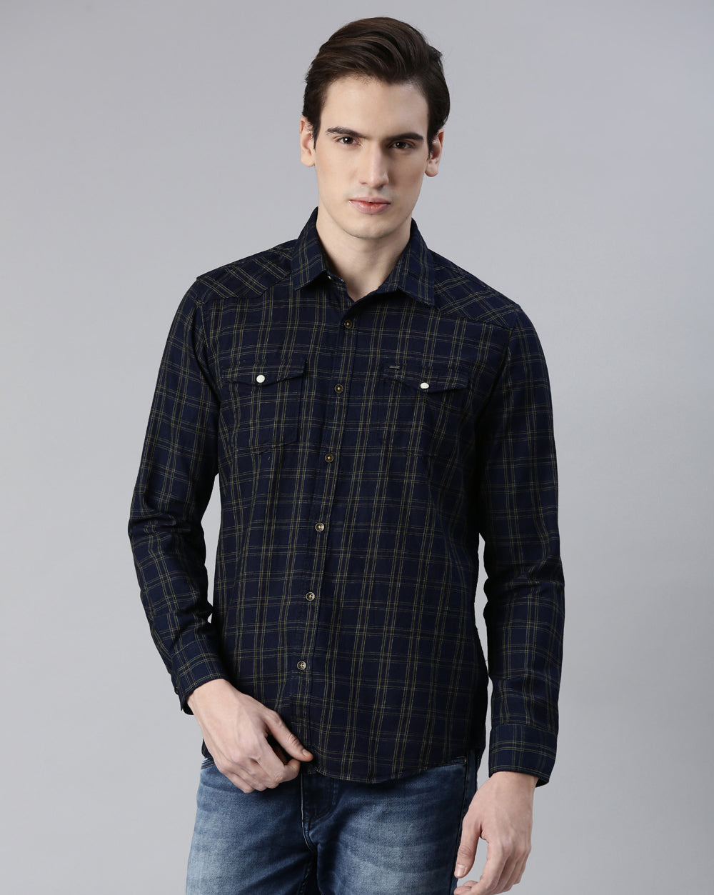 Swing Indigo Green Checkered Shirt