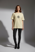 Women Cream Oversized T-Shirt - 100% Cotton Bio Wash Terry