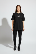 Women Black Oversized T-Shirt - 100% Cotton Bio Wash Terry