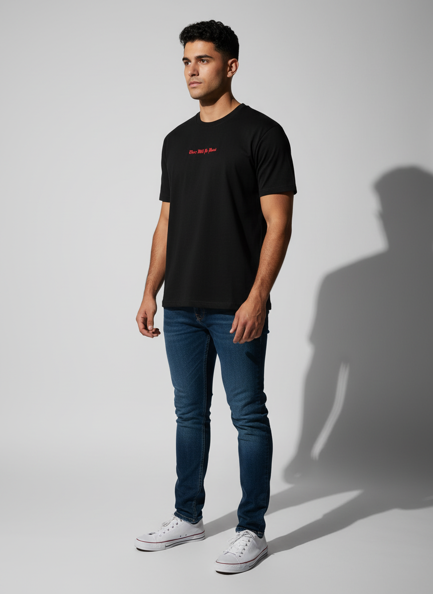 Black Oversized Bio Wash Terry