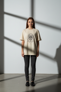 Women Cream Oversized T-Shirt - 100% Cotton Bio Wash Terry