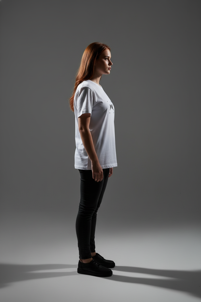 Women White Round Neck T-Shirt - 100% Cotton Bio Wash