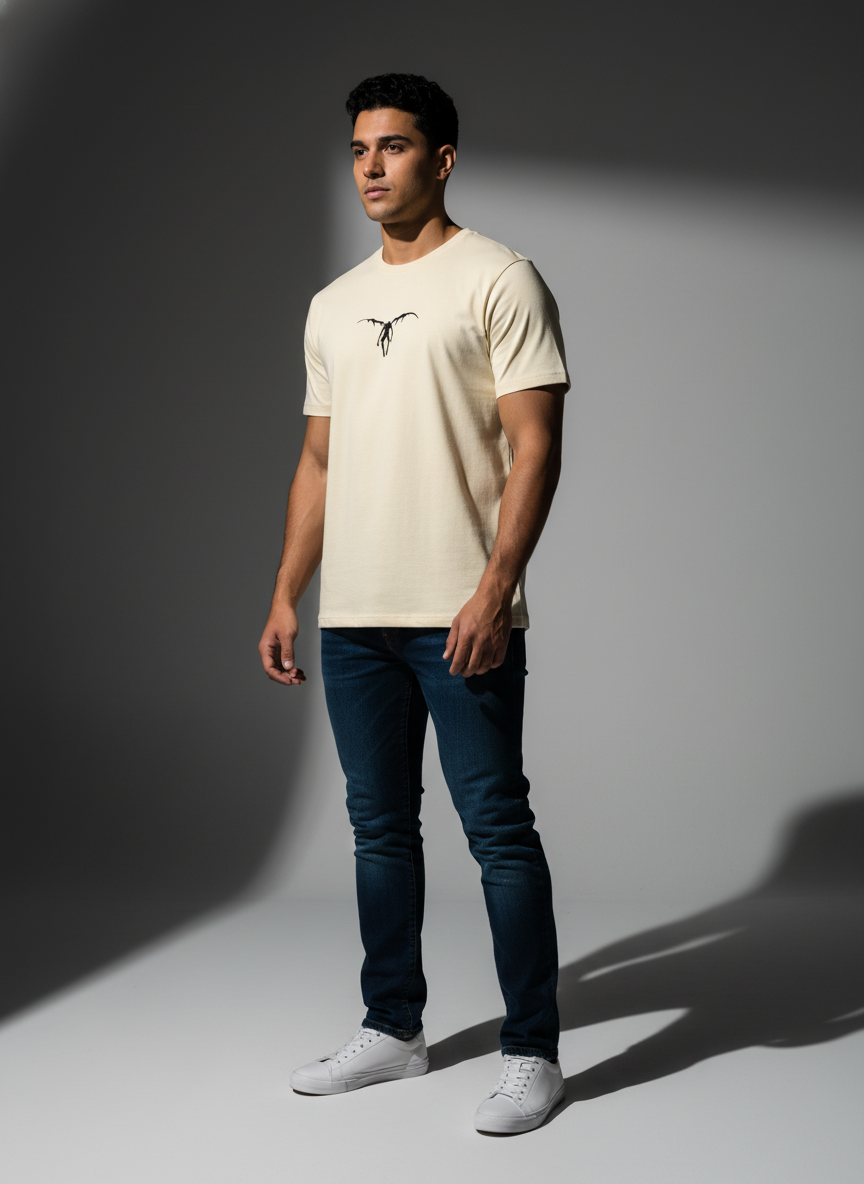 Oversize Cream T-Shirt - Premium Bio Wash Terry
