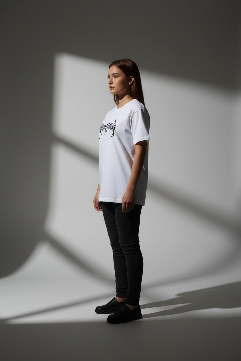 Women White Oversized T-Shirt - 100% Cotton Bio Wash Terry