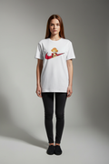 Women White Round Neck T-Shirt -  100% Cotton Bio Wash