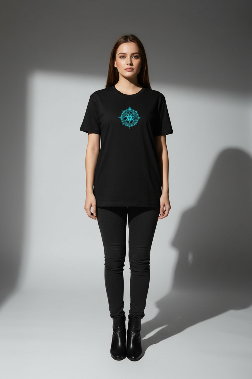 Women Black Round Neck T-Shirt - 100% Cotton Bio Wash