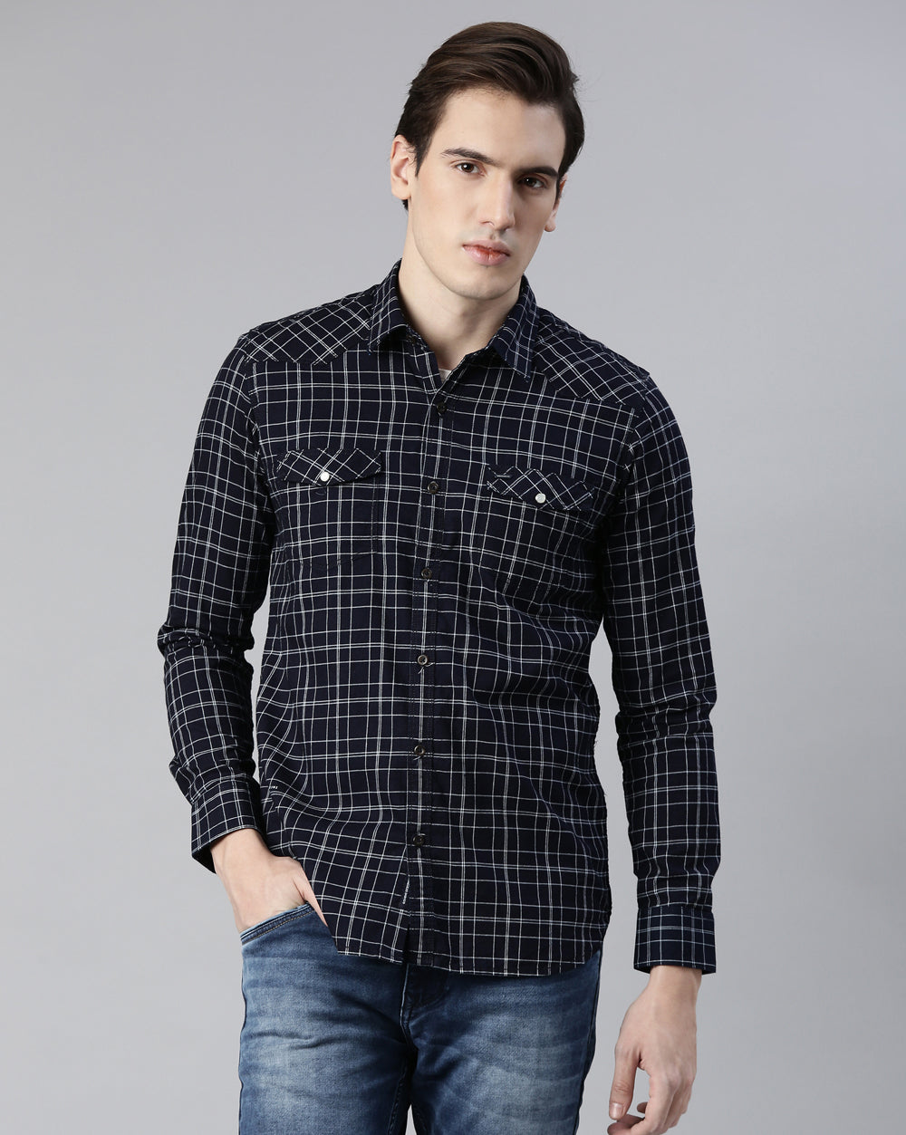 Swing Midnight Blue Checkered Shirt