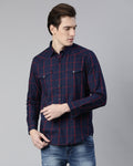 Swing Denim Blue Checkered Shirt