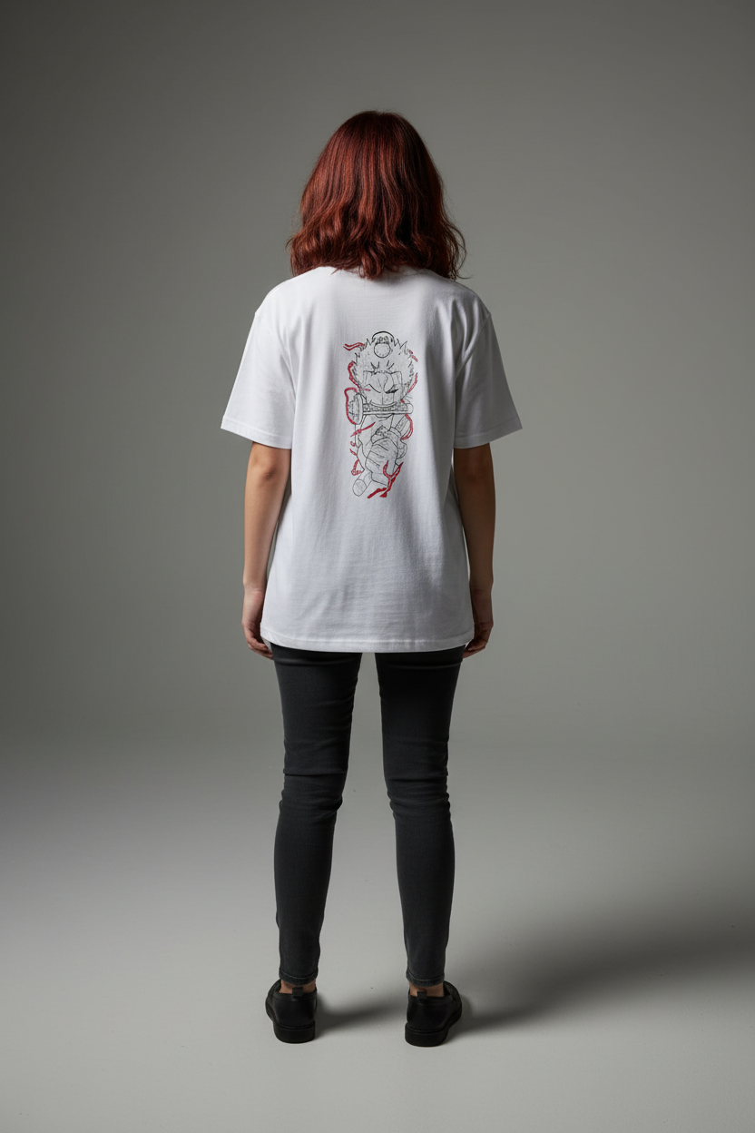 Women White Oversized T-Shirt - 100% Cotton Bio Wash Terry