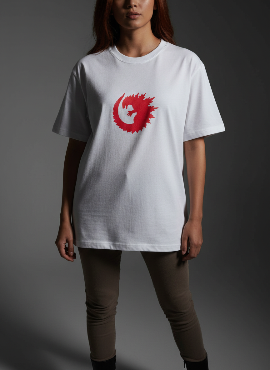 Women White Oversized T-Shirt -  100% Cotton Bio Wash Terry