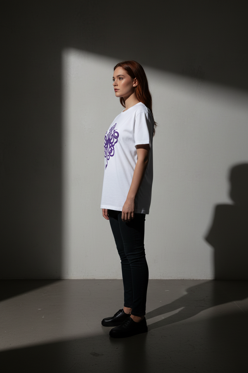 Women White Oversized T-Shirt - 100% Cotton Bio Wash Terry