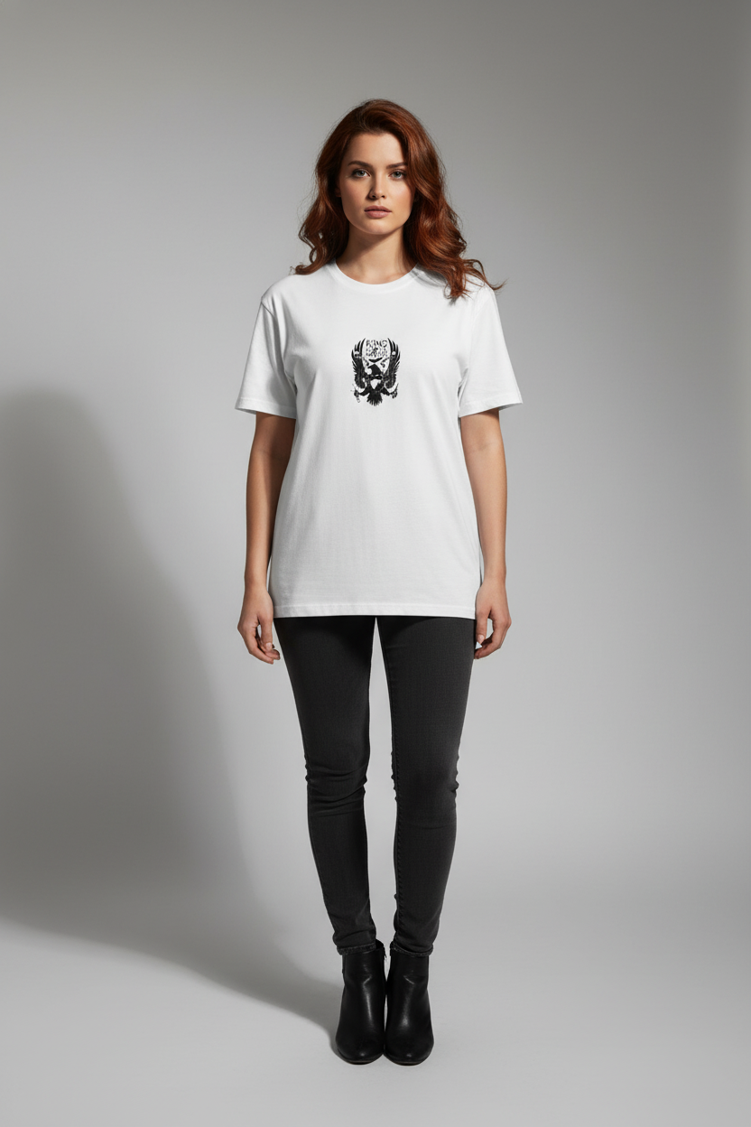 Women White Oversized T-Shirt - 100% Cotton Bio Wash Terry