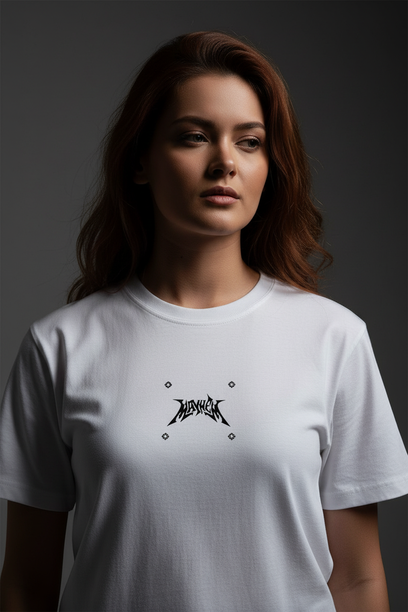 Women White Round Neck T-Shirt - 100% Cotton Bio Wash