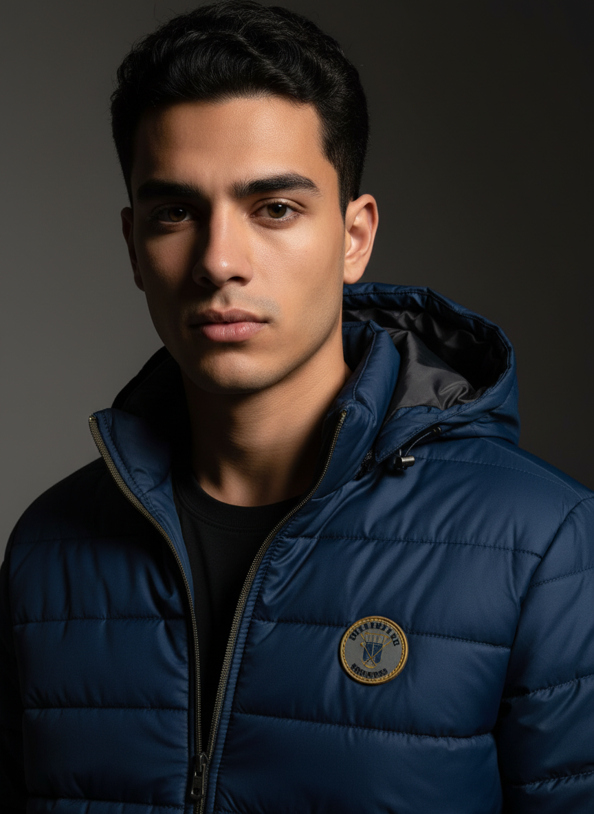 Men's Navy Blue Polyester Jacket – Lightweight Streetwear Outerwear | The Modvue