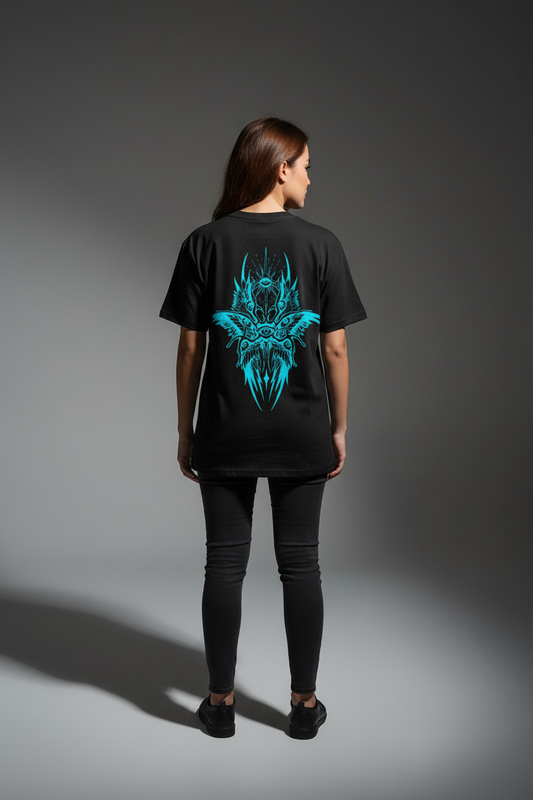 Women Black Round Neck T-Shirt - 100% Cotton Bio Wash