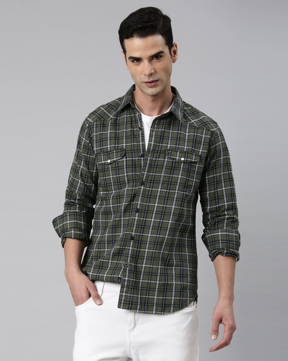 Swing Forever Olive Checkered Shirt