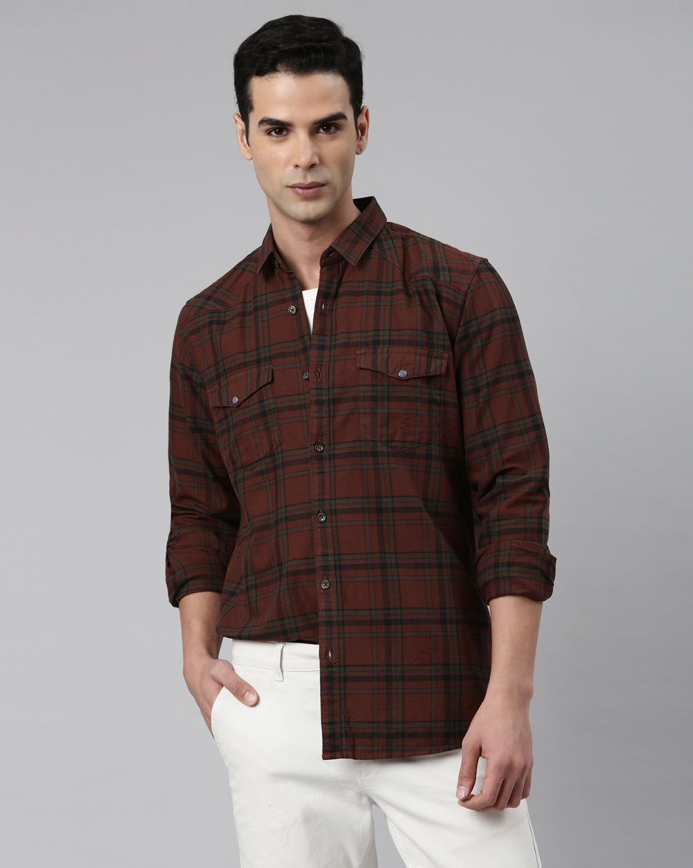 Swing Maroon Plaid Shirt