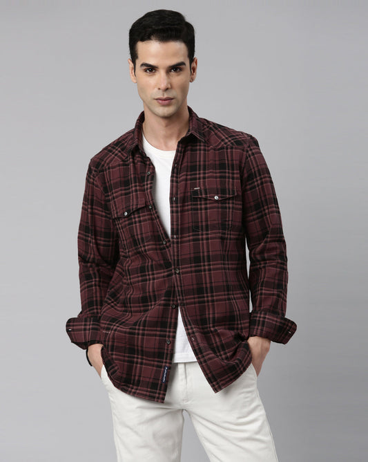 Swing Wineberry Checkered Shirt