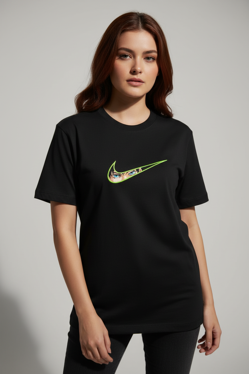 Black Round Neck T-Shirt - Women 100% Cotton Bio Wash