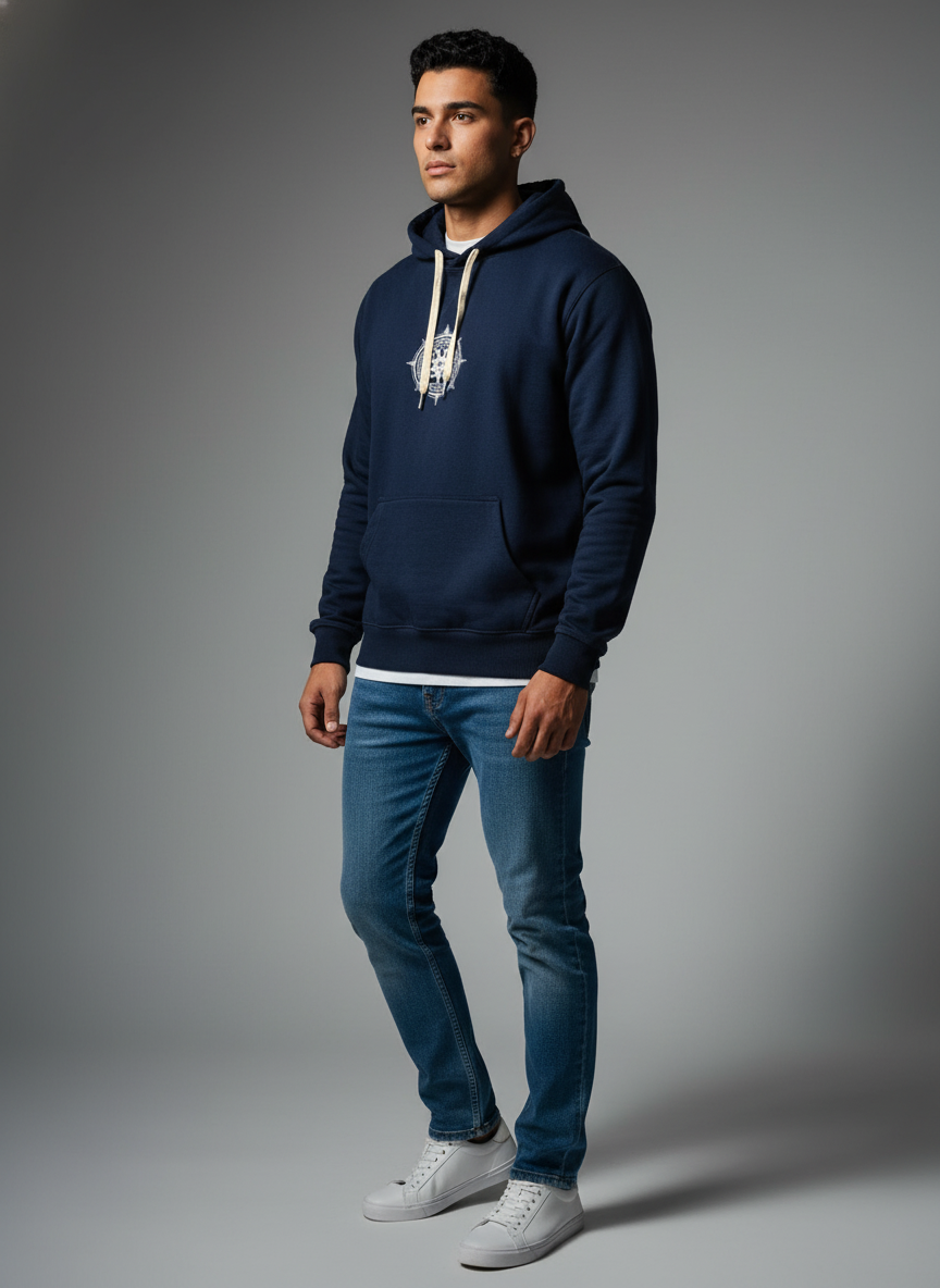 Navy Blue Hoodie Bio Wash Fleece