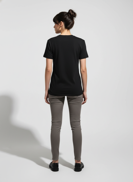 Women  Black Oversized T-Shirt - 100% Cotton Bio Wash Terry