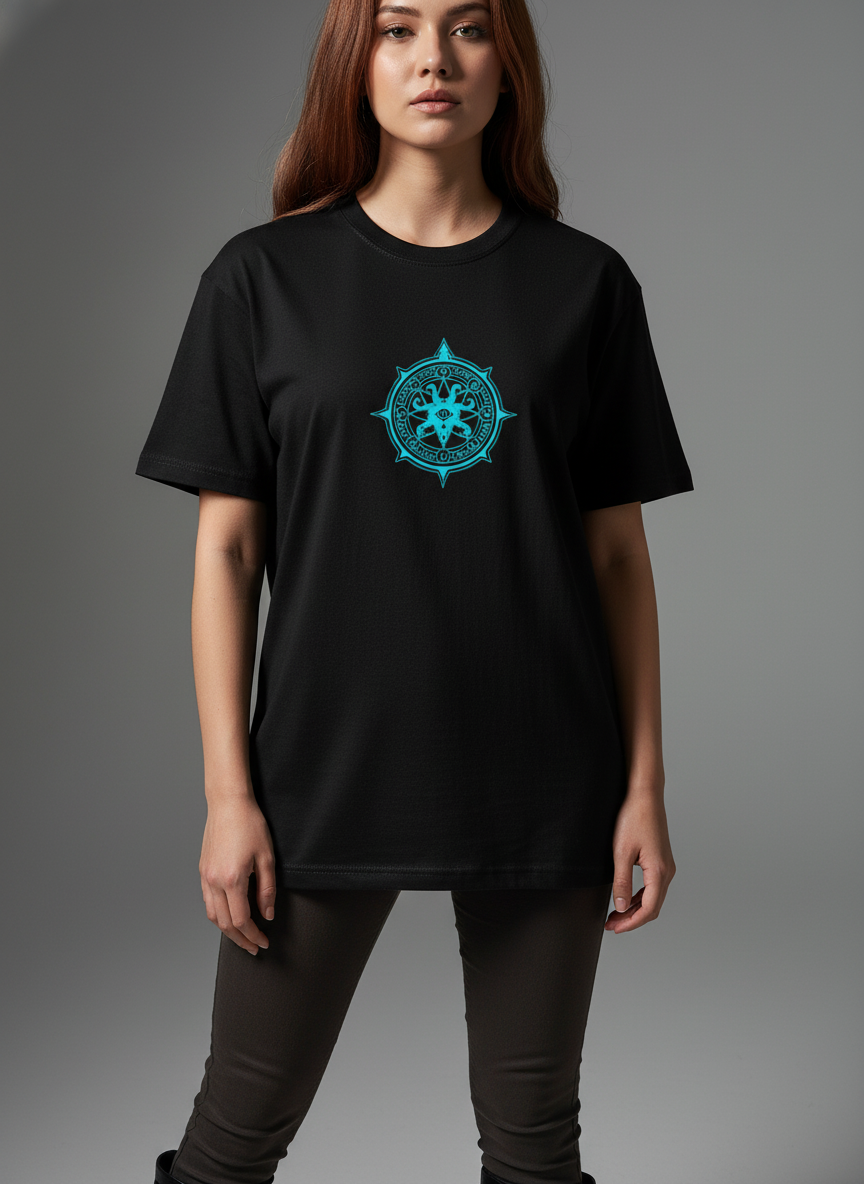 Women Black Round Neck T-Shirt - 100% Cotton Bio Wash