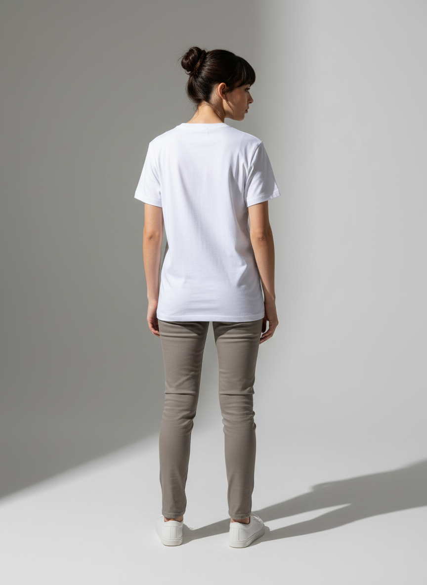 Women White Oversized T-Shirt - 100% Cotton Bio Wash Terry