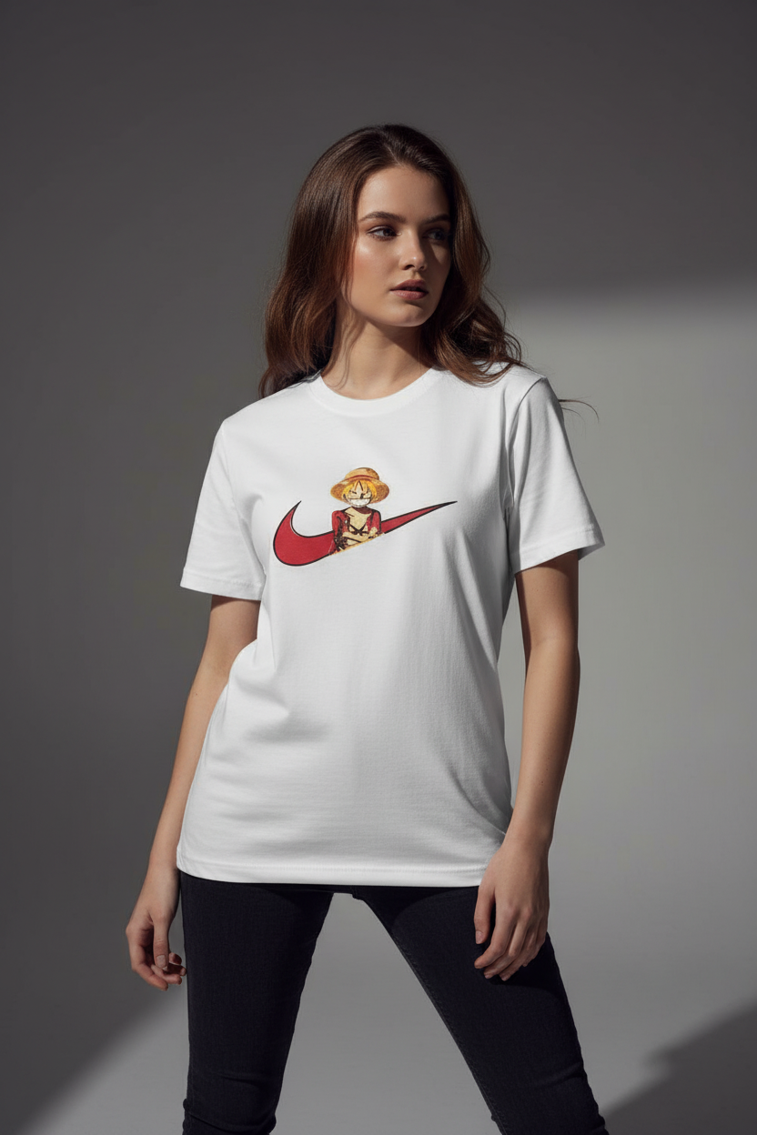 Women White Round Neck T-Shirt -  100% Cotton Bio Wash