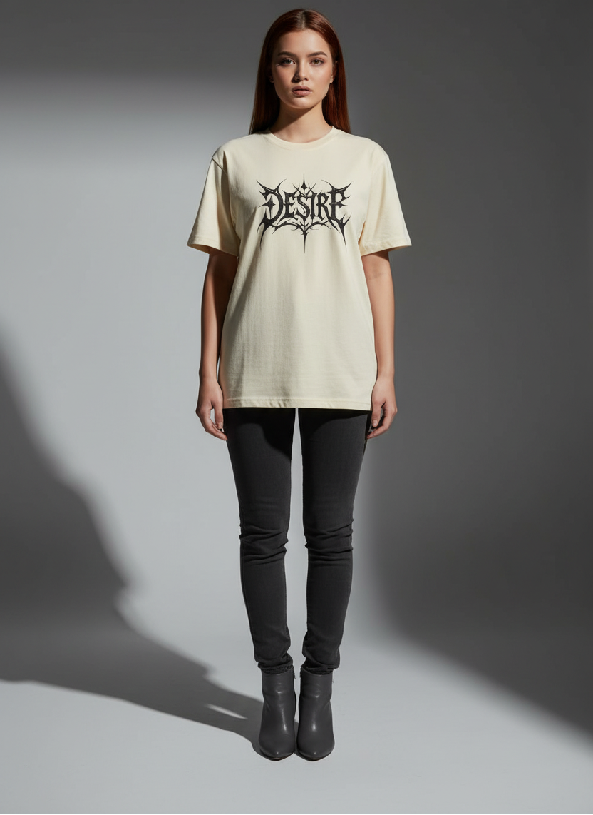 Women Cream Oversized T-Shirt - 100% Cotton Bio Wash Terry