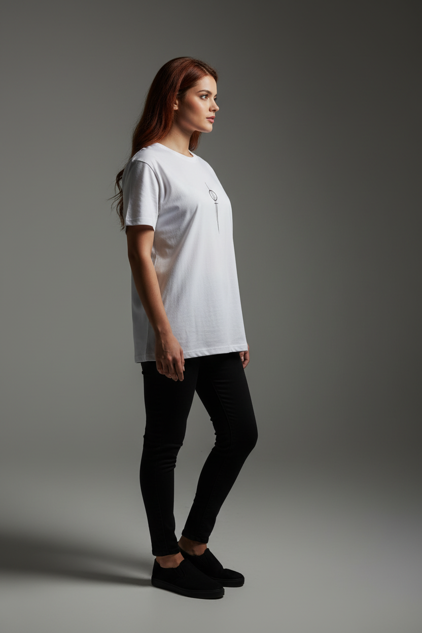 Women White Oversized T-Shirt - 100% Cotton Bio Wash Terry