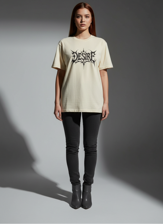 Women Cream Oversized T-Shirt - 100% Cotton Bio Wash Terry