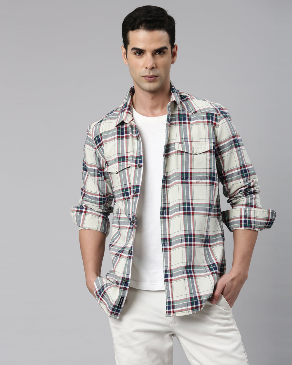 Swing Ivory Windowpane Shirt