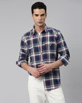 Swing Navy Blue Windowpane Shirt