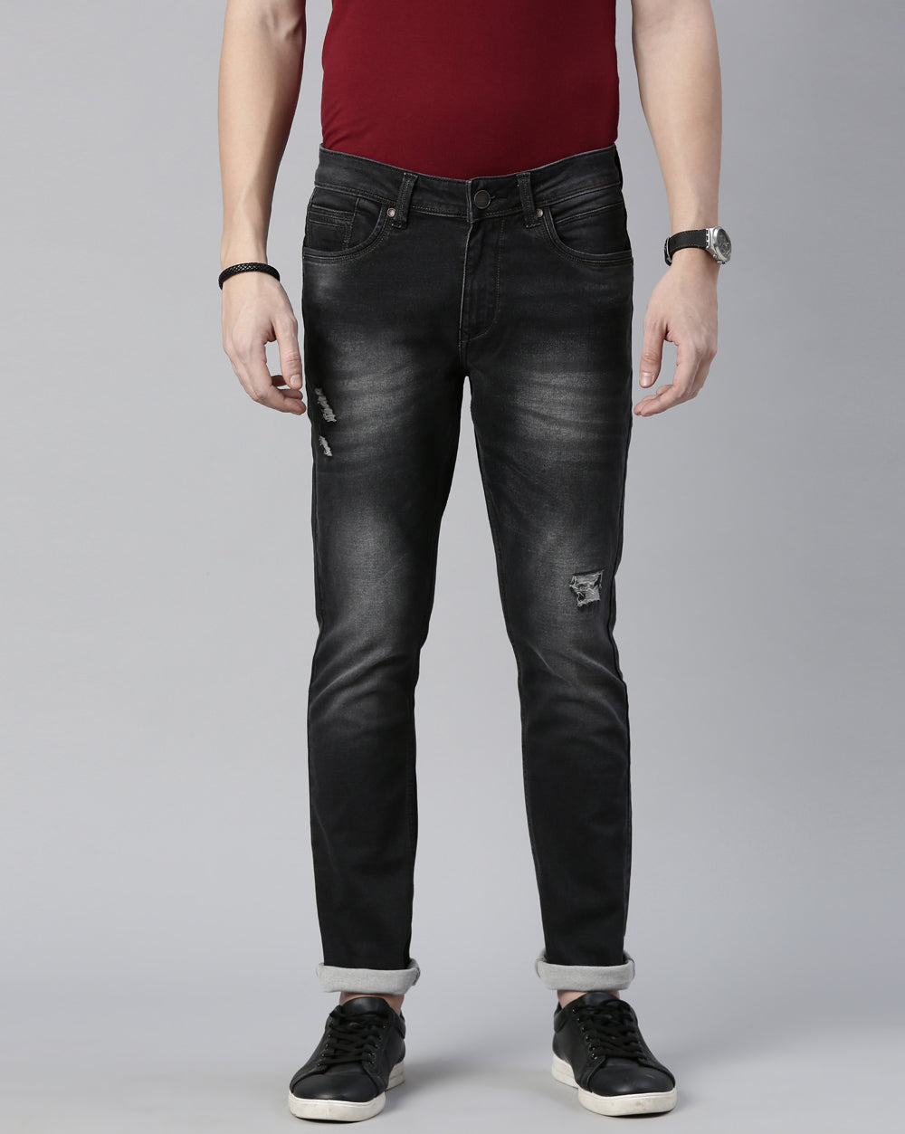 Distressed Black Denim
