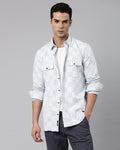 Light Grey Checkered Denim Shirt