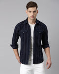 Indigo Striped Denim Shirt