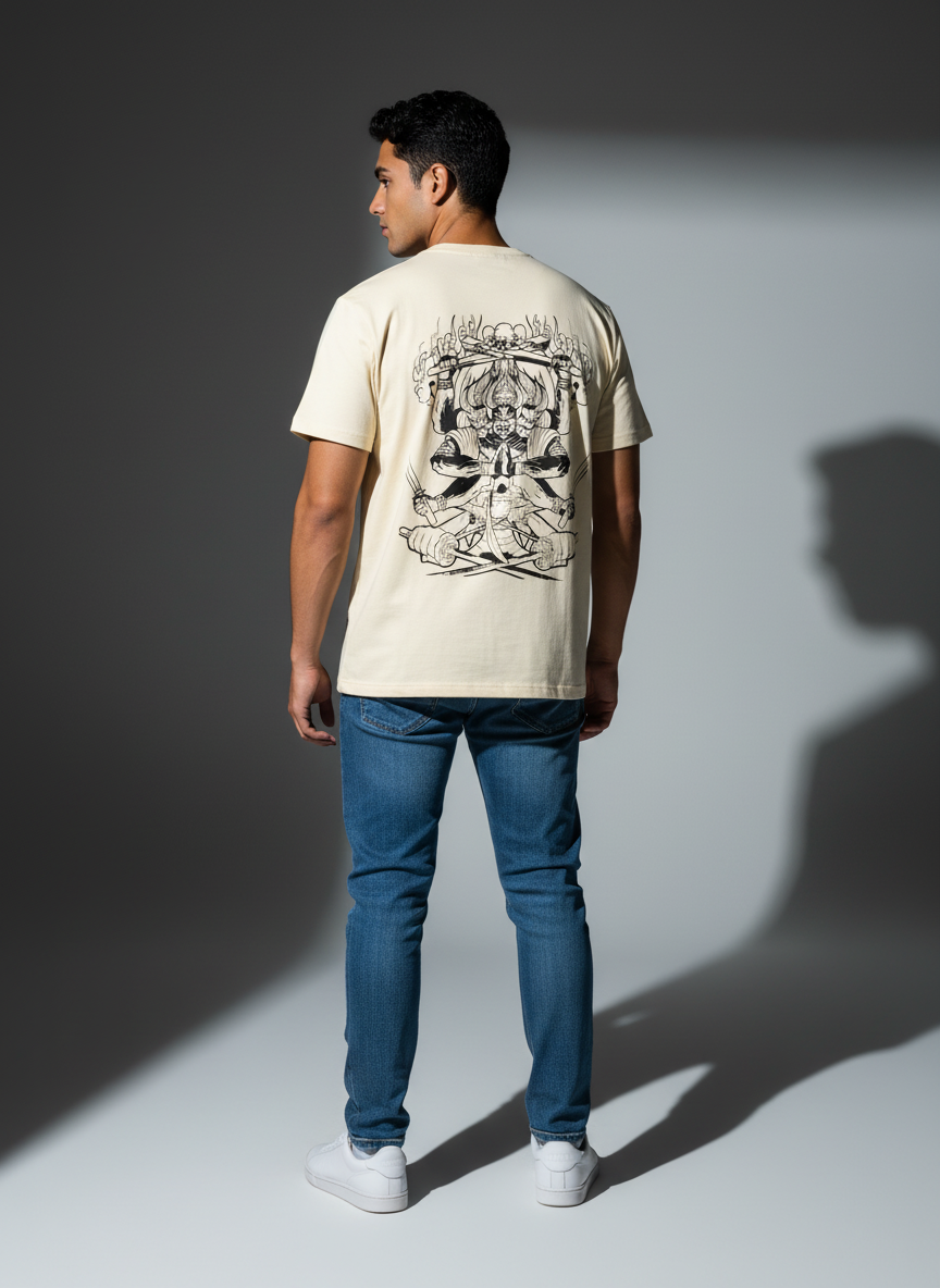 Premium Cream Oversize T-Shirt - Bio Wash Terry