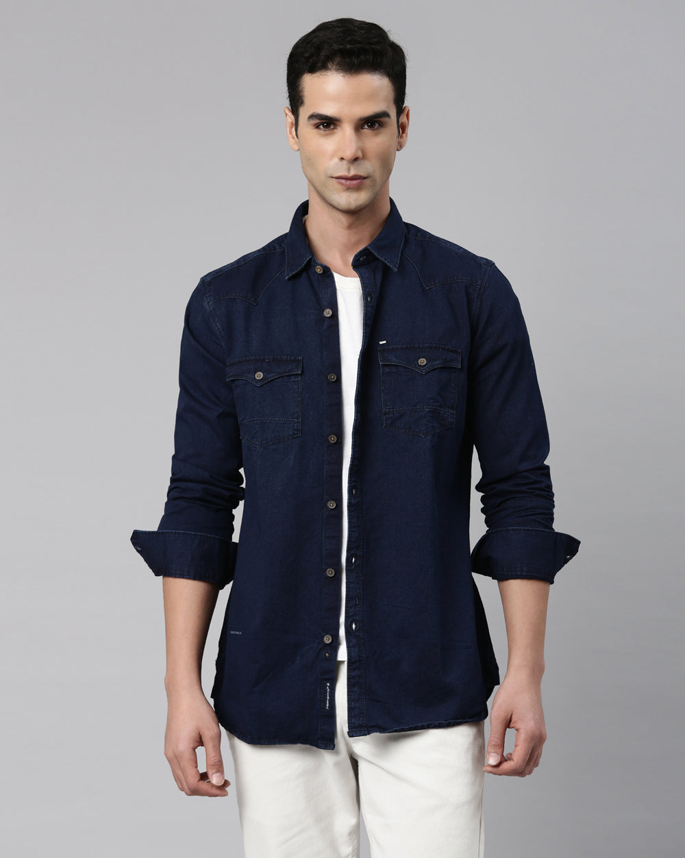 Indigo Solid Denim Shirt