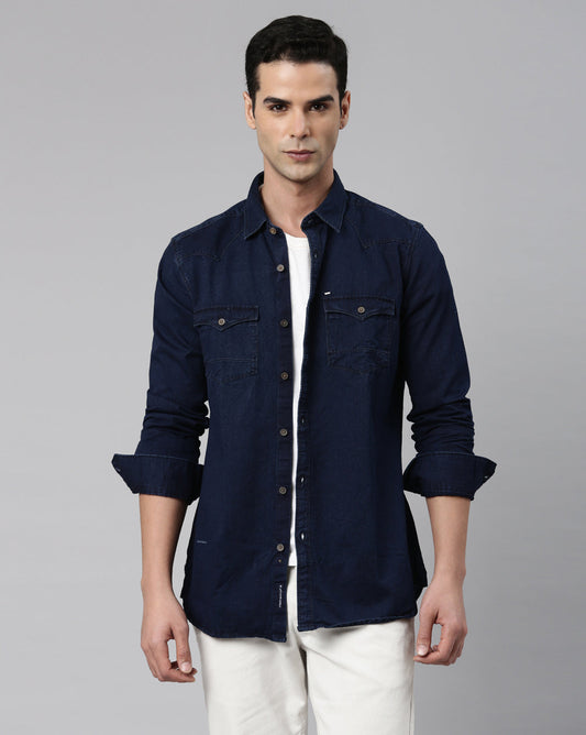 Indigo Solid Denim Shirt
