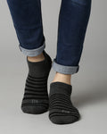 Striped Ankle Socks - Grey/Maroon