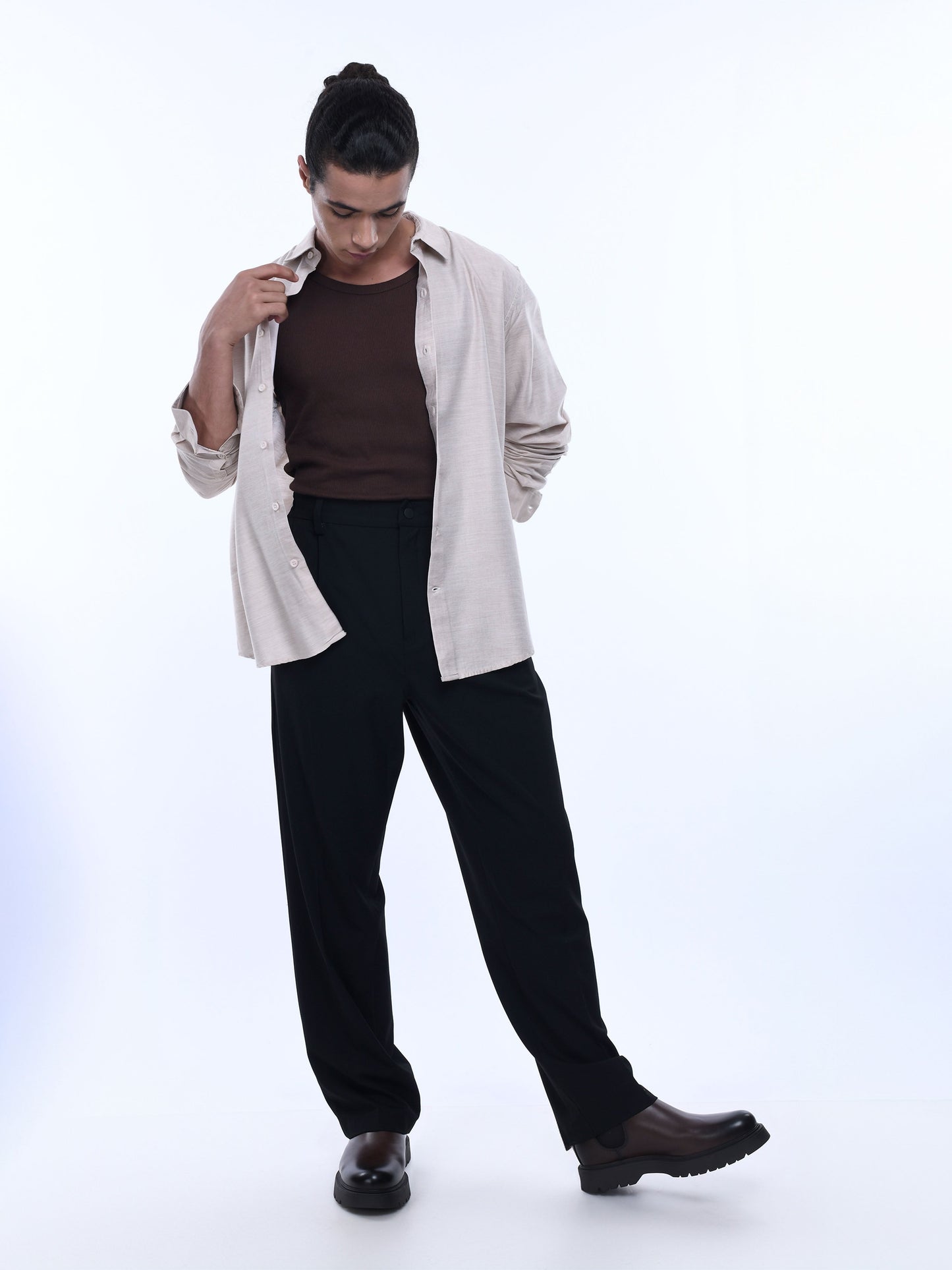 Soft Handle Relaxed Black Trousers