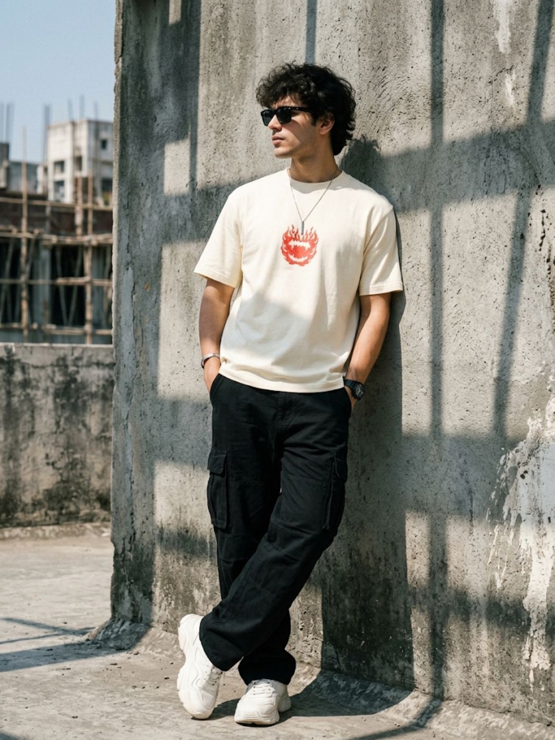Cream Oversized Bio Wash Terry