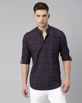 Checkered Indigo Maroon Kurta